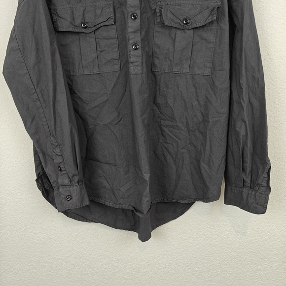 Alex Mill Keeper Oversized Popover Button Long Sleeve Shirt In Charcoal Size M - Picture 2 of 10
